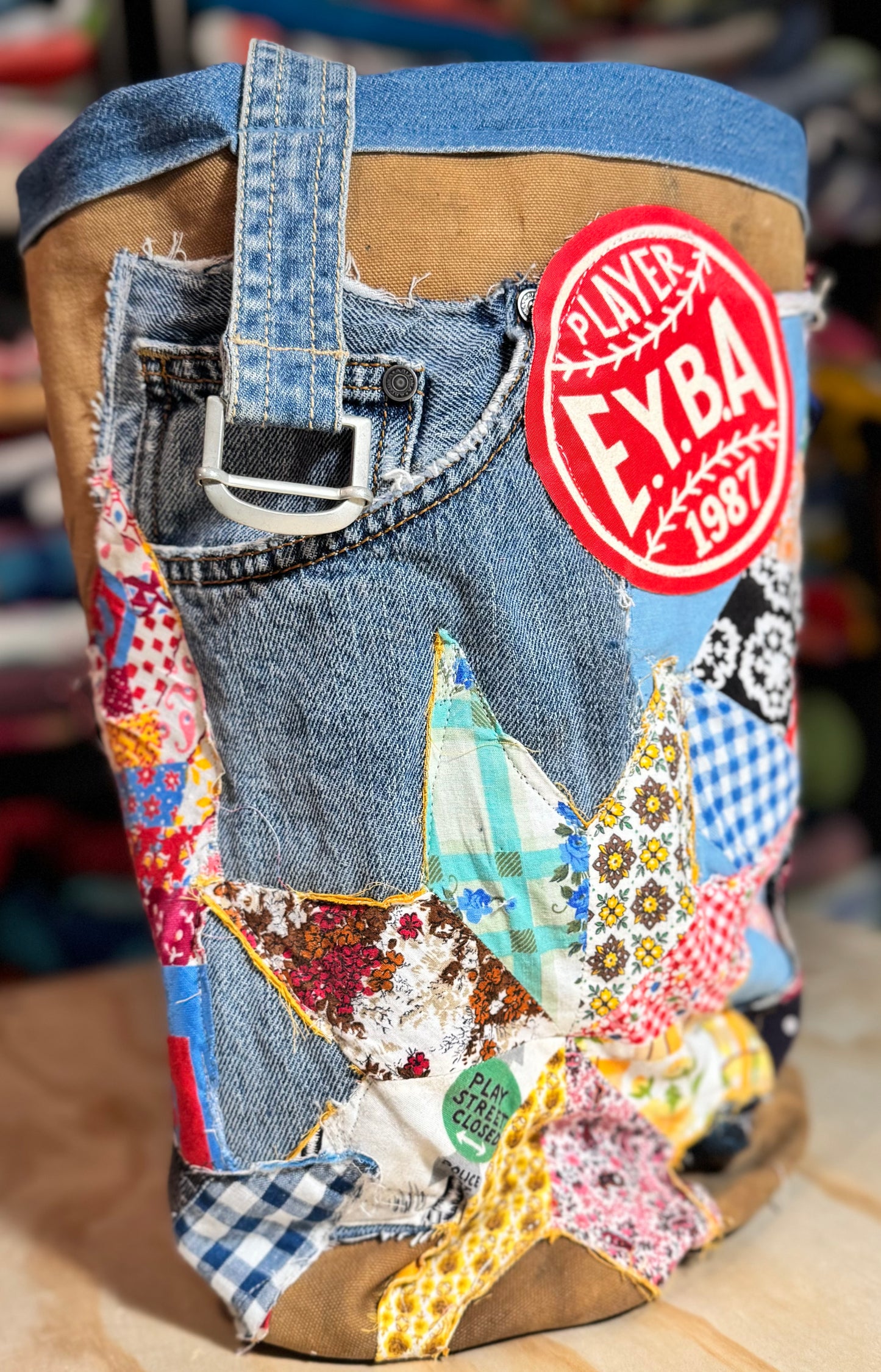 Reworked and Ready Tote - Vintage Army Duffle Upcycled Quilt Bag