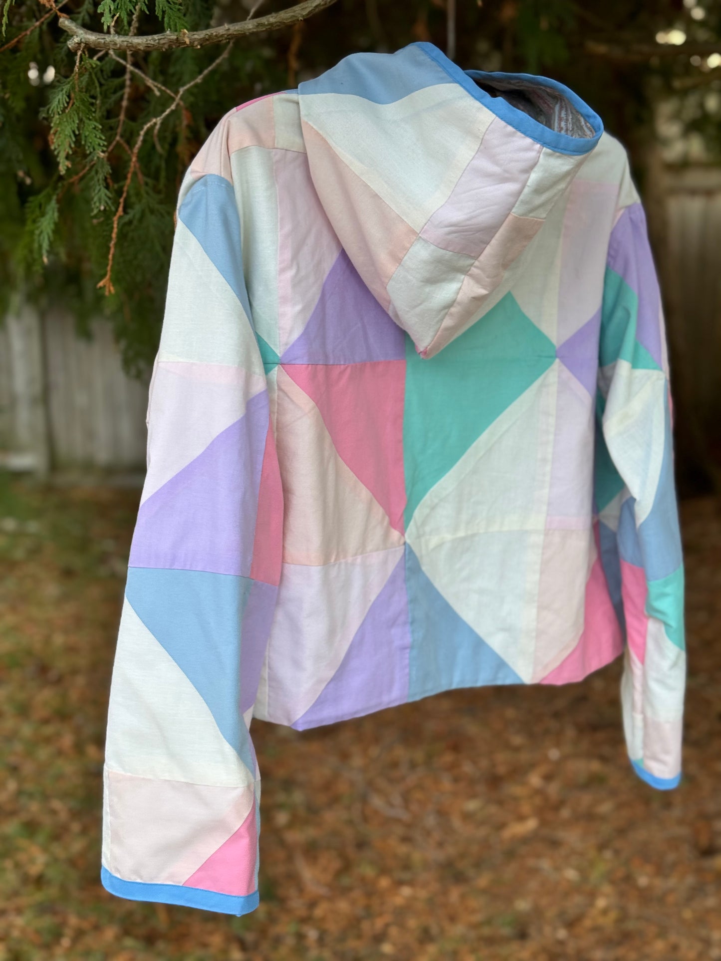 Pop Tart Patchwork Hoodie - Vintage Quilt Upcycled Cropped Hoodie