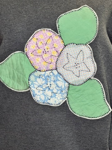 Vintage Flower Garden Sweatshirt - Upcycled Quilt Design