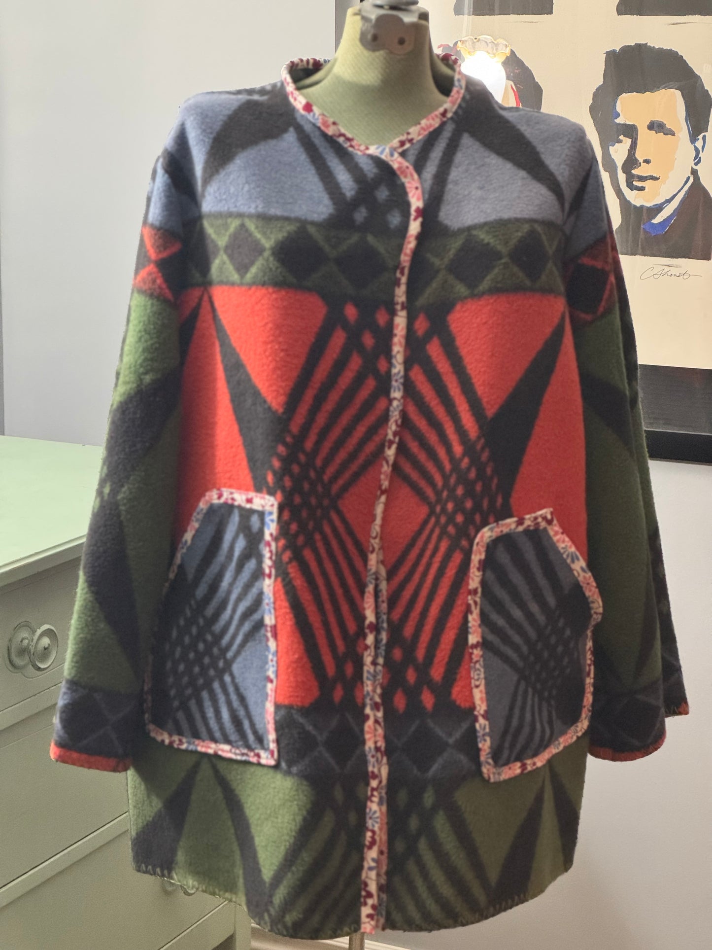 Ember & Evergreen Blanket Coat - Vintage Plaid Wool Upcycled Statement Piece