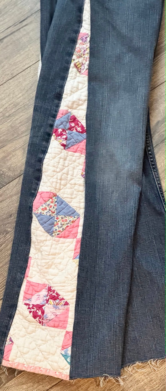 Quilted but Still Kickin Quilt Panel Jeans