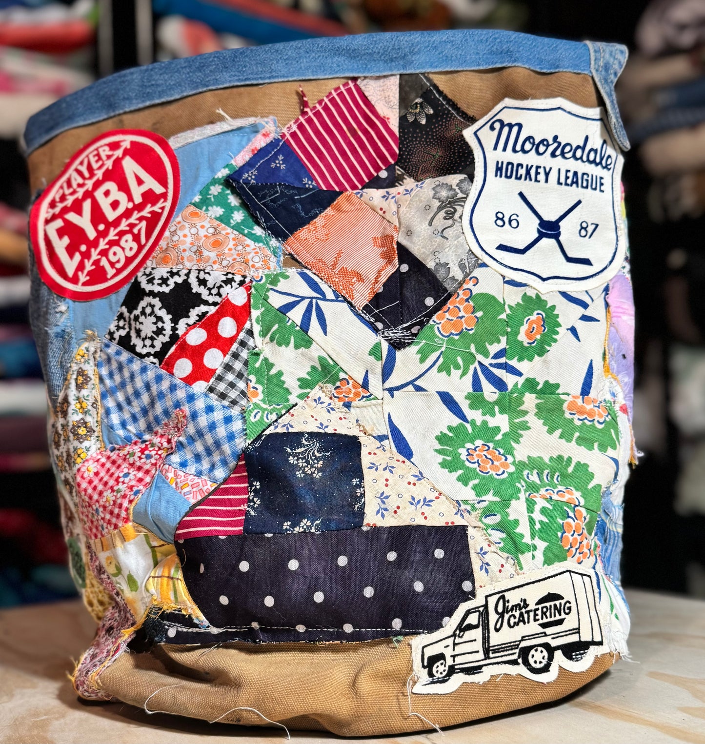 Reworked and Ready Tote - Vintage Army Duffle Upcycled Quilt Bag