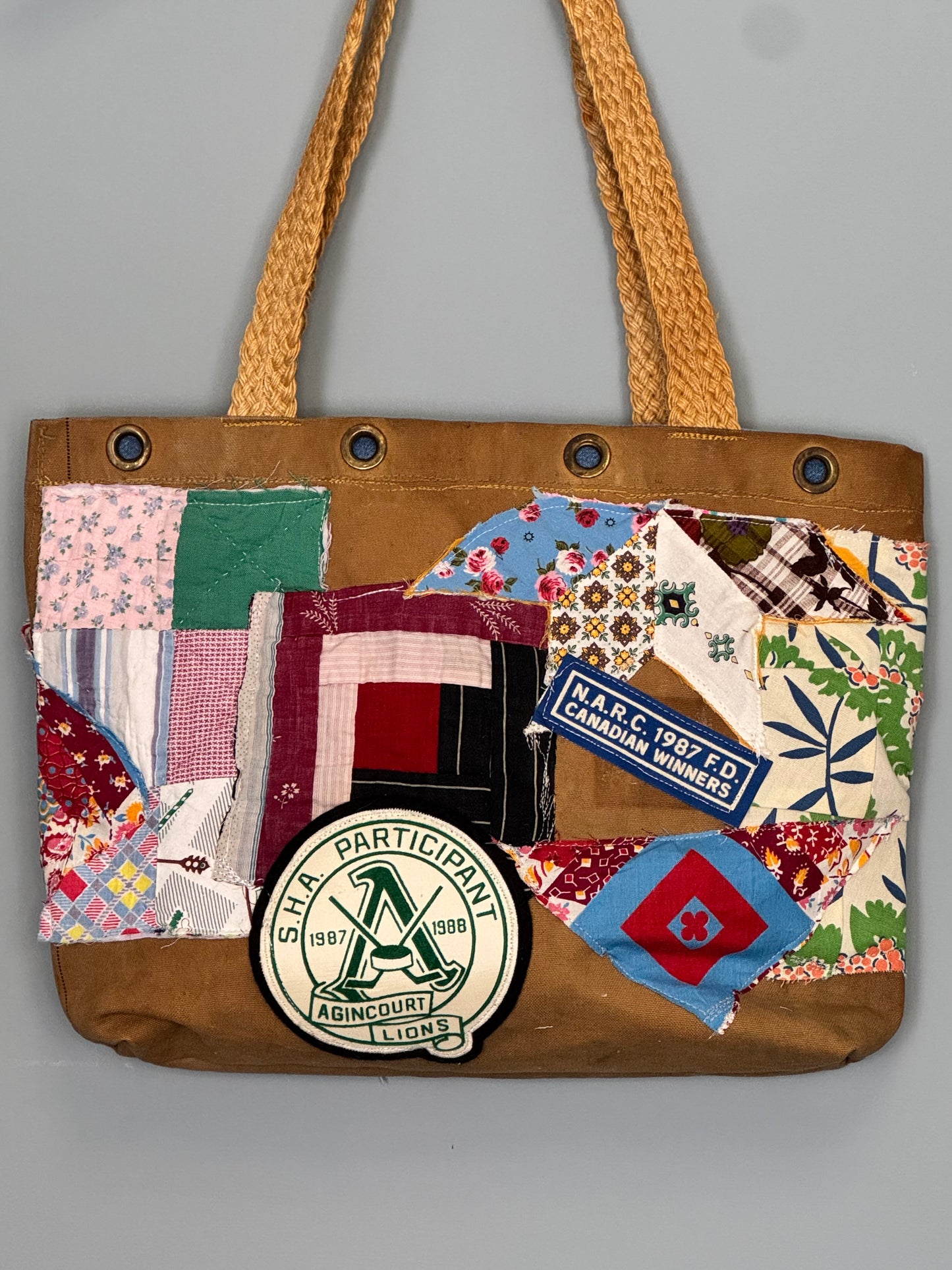 Campfire Stories Tote - Vintage Army Duffle Upcycled Quilt Bag