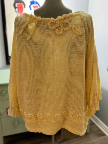 Sunshine Chenille Top - Vintage Pale Yellow Floral Detail