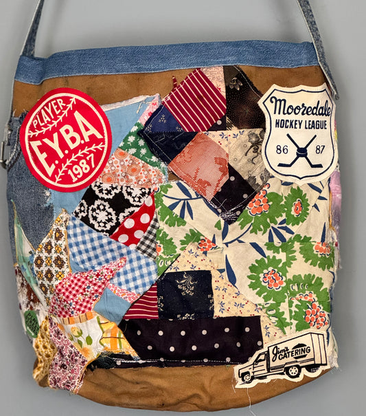 Reworked and Ready Tote - Vintage Army Duffle Upcycled Quilt Bag