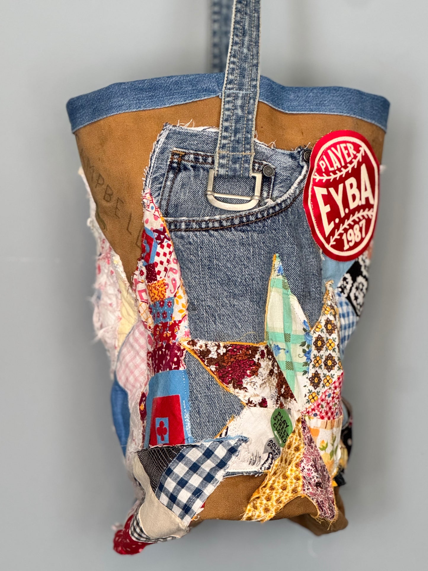 Reworked and Ready Tote - Vintage Army Duffle Upcycled Quilt Bag