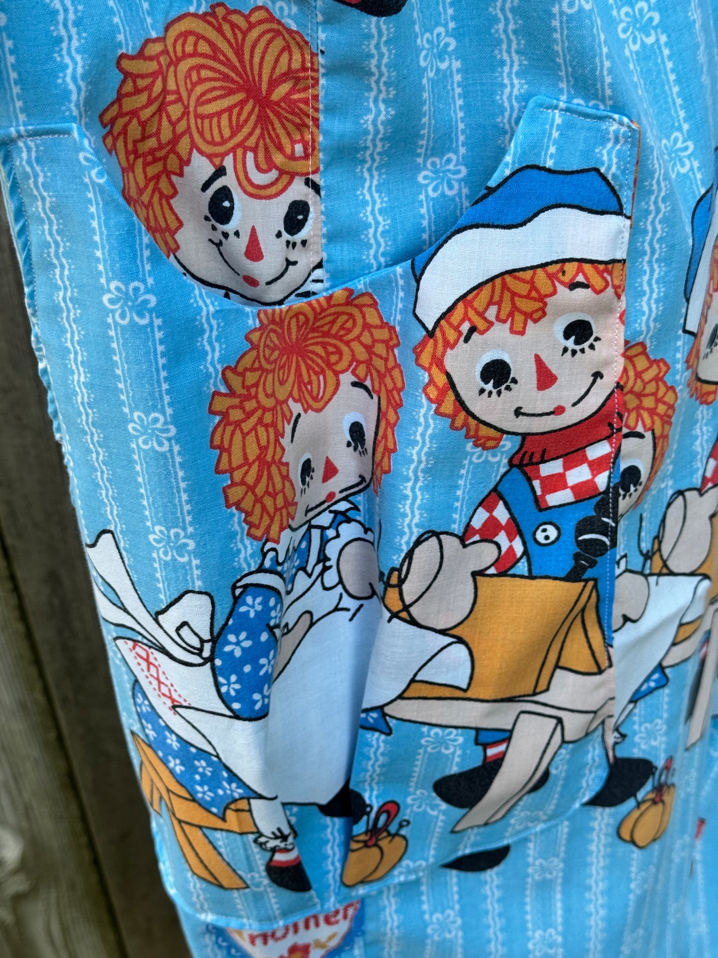 Raggedy Retro Overalls - Vintage Upcycled Raggedy Ann & Andy