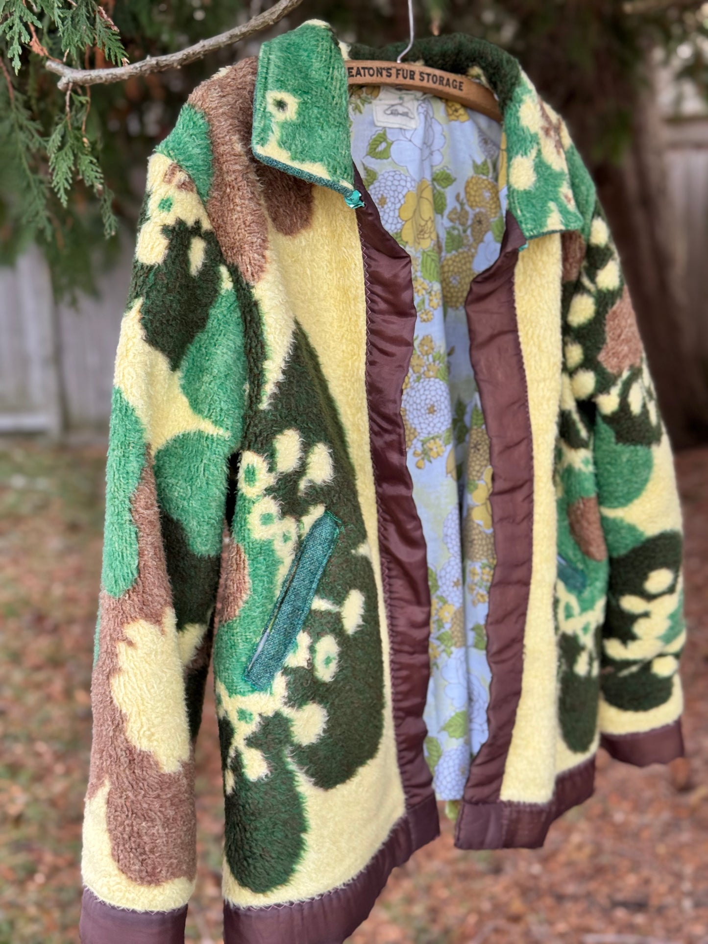 Forest Fantasy Blanket Coat - Vintage 70s Floral Upcycled Blanket Coat