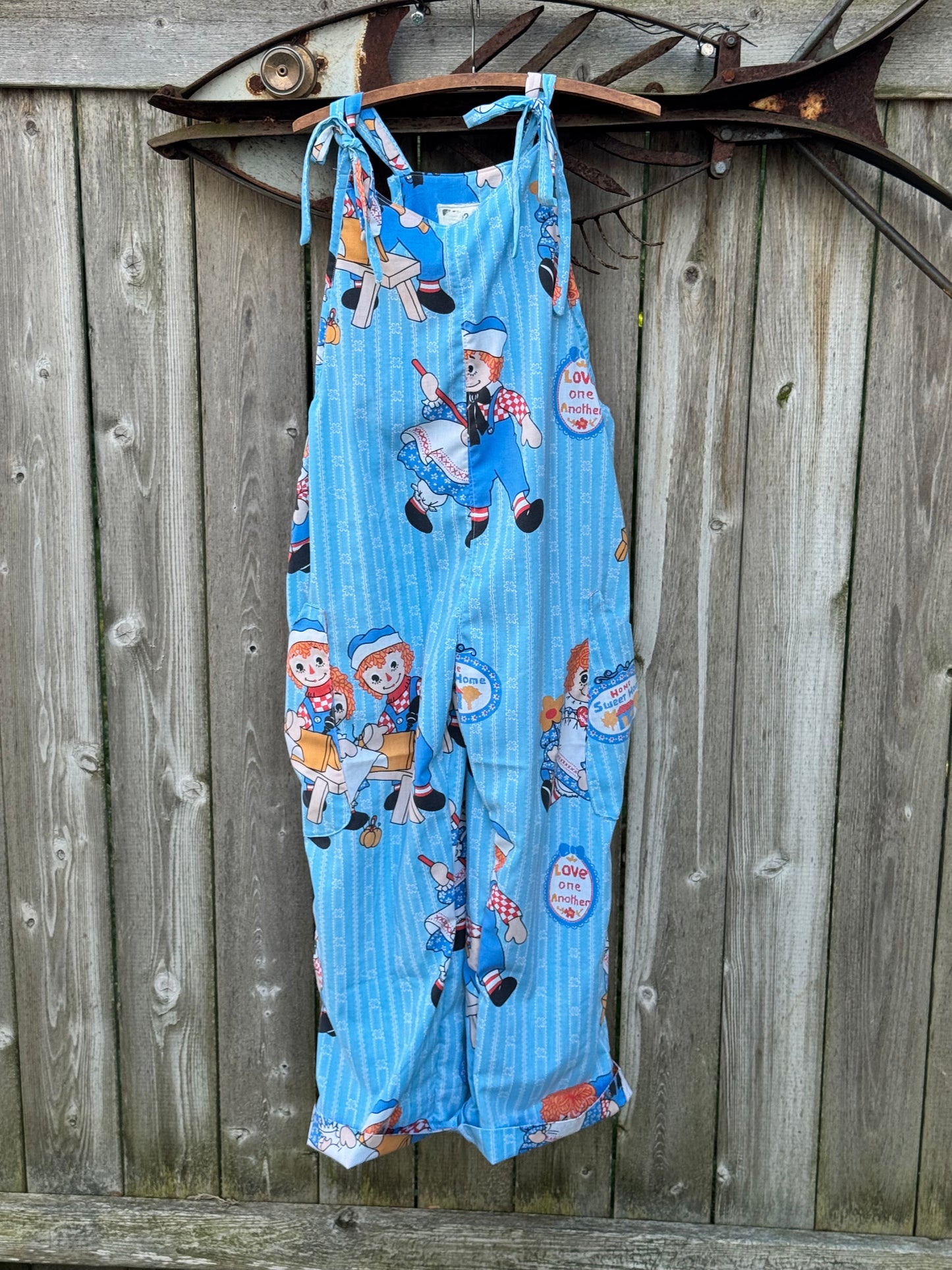 Raggedy Retro Overalls - Vintage Upcycled Raggedy Ann & Andy