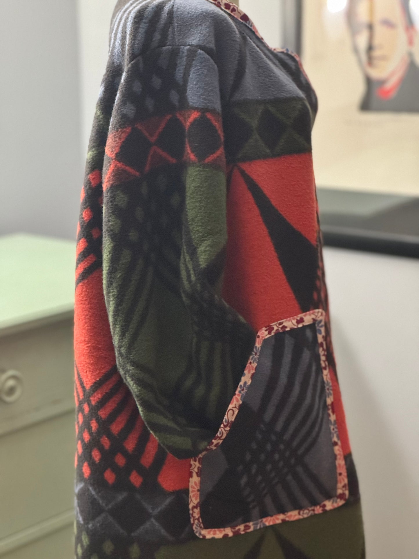 Ember & Evergreen Blanket Coat - Vintage Plaid Wool Upcycled Statement Piece