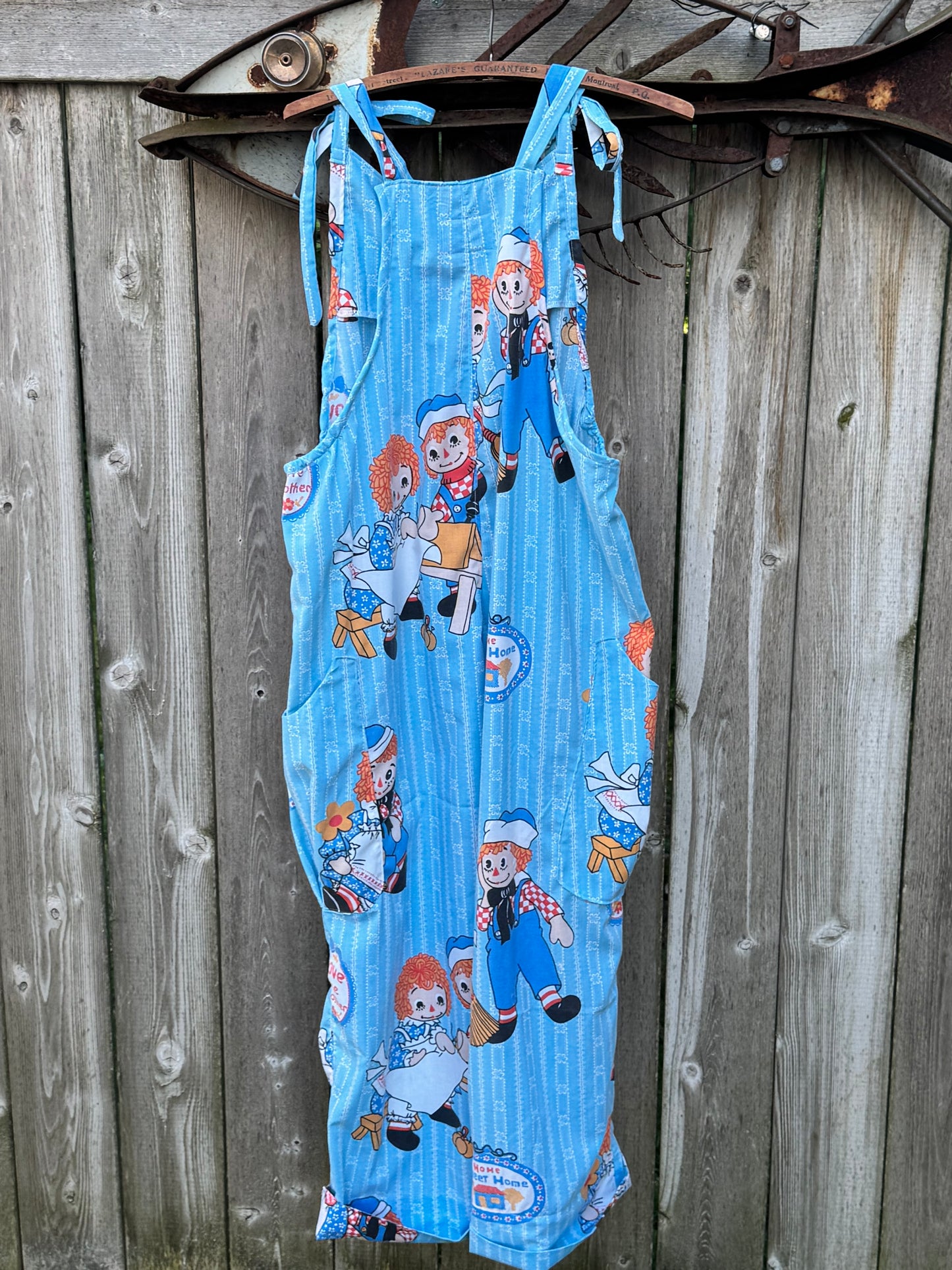 Raggedy Retro Overalls - Vintage Upcycled Raggedy Ann & Andy