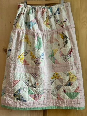 Pink Pinwheels Quilt Skirt