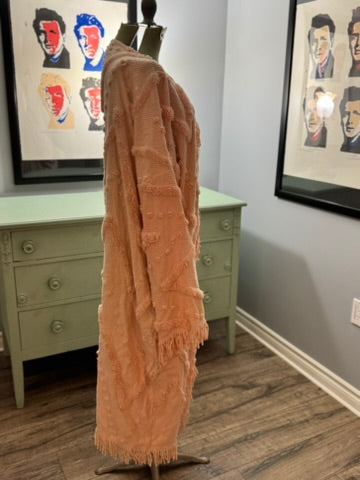 Tickled Pink Duster - Vintage Chenille Fringe Detail