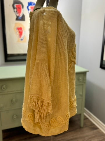 Sunshine Chenille Top - Vintage Pale Yellow Floral Detail