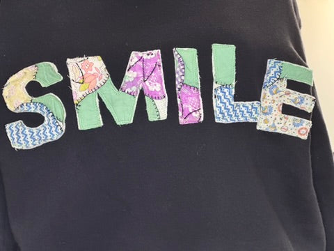Smile Sweatshirt - Handmade Quilt Charcoal Comfort