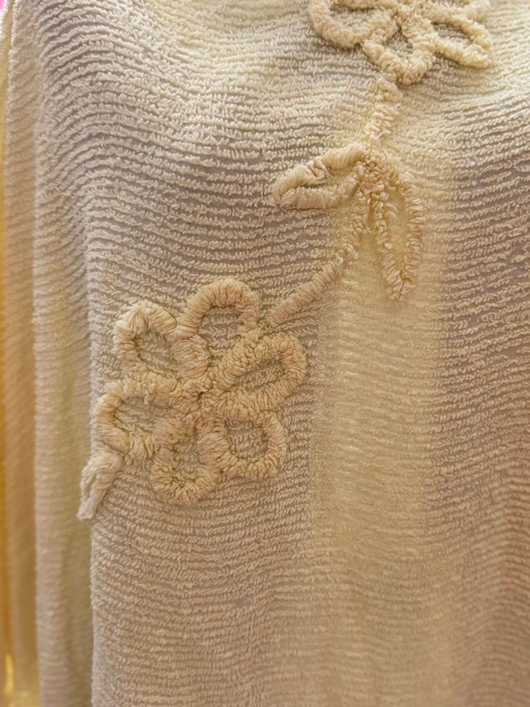 Sunshine Chenille Top - Vintage Pale Yellow Floral Detail