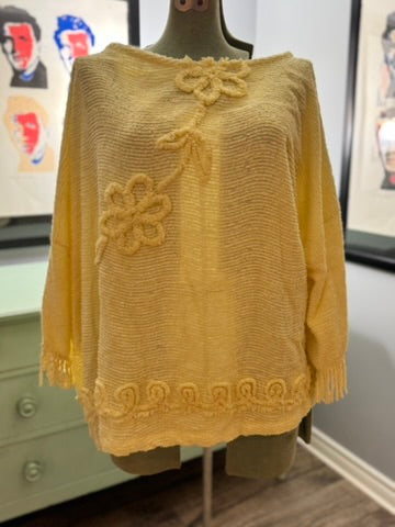 Sunshine Chenille Top - Vintage Pale Yellow Floral Detail