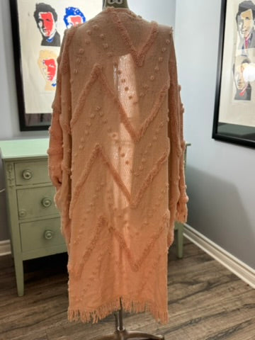 Tickled Pink Duster - Vintage Chenille Fringe Detail